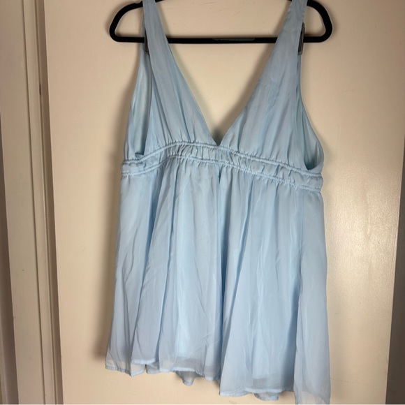 Lucy In The Sky Baby Blue Svana Plung Neck A-Line Tie Chest Flowy Mini Dress S - Picture 8 of 16